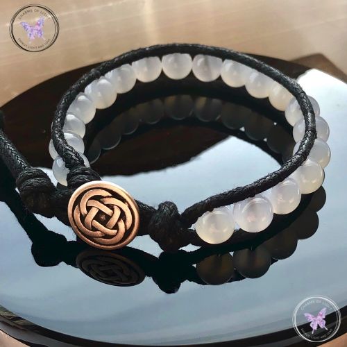 White Agate 8mm Wrap Bracelet